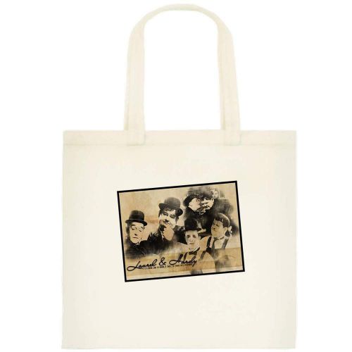 LAUREL &amp; HARDY TOTE BAG. BEACH BAG. SHOPPING BAG. AUTOGRAPH COLLAGE.