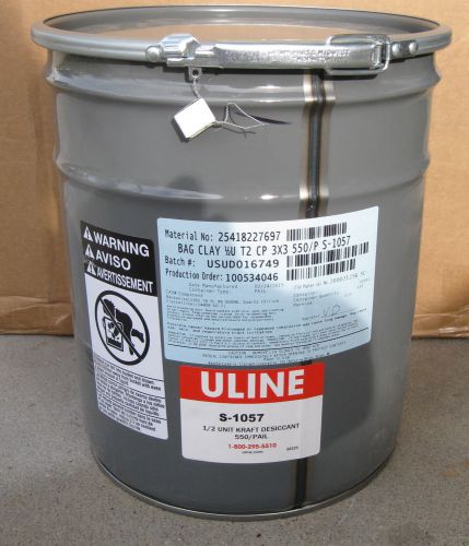 5 Gal Pail Uline S-1057, 1/2 Unit, Kraft Desiccant, 550 Bags, 3&#034; x 3&#034; x 1/4&#034;