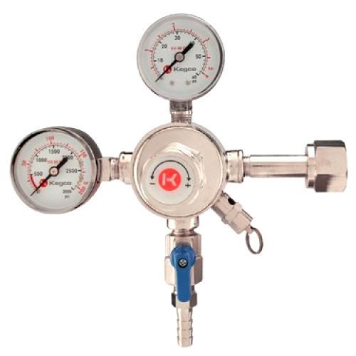 Kegco Premium Dual Gauge Co2 Draft Beer Regulator Pressure for Keg Tank Brass