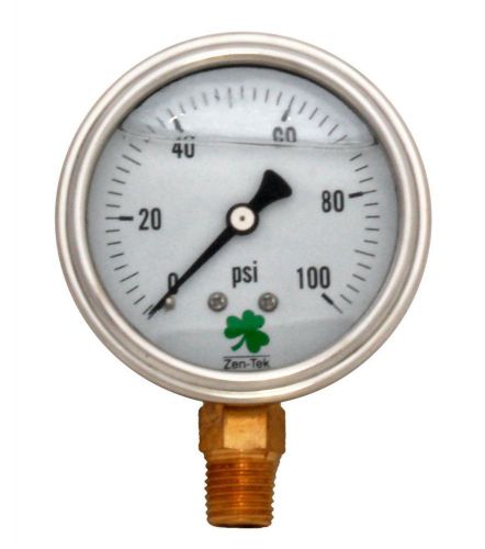 Zenport LPG100 Zen-Tek Glycerin Liquid Filled Pressure Gauge 100 PSI Box of 10