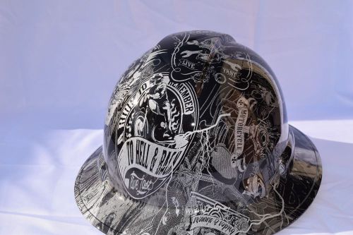 Pyramex Ridgeline Wide Brim HardHat custom hydrodipped Renegade Biker Silver