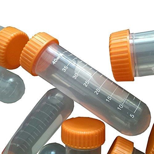 BIPEE 50ml Round Bottom Plastic Centrigue Tube Screw Cap Graduated Laboratory