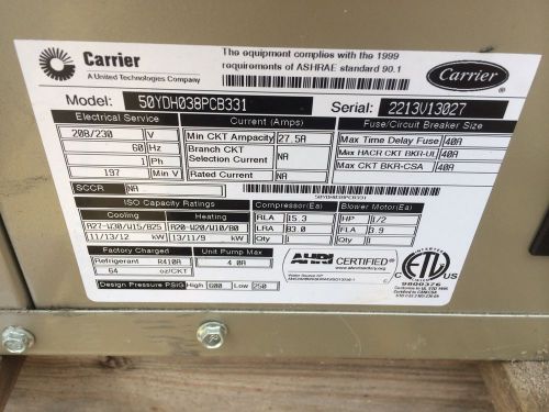 Carrier modle # 50ydh038pcb331 Geothermal unit