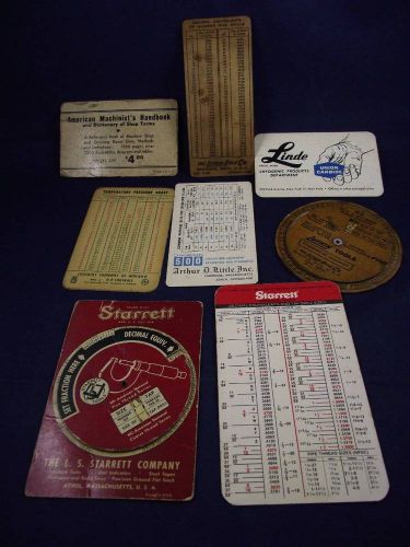 8 Vintage Machinist Pocket Guides - Starrett Co, Lufkin, Linde, &amp; More - Nice