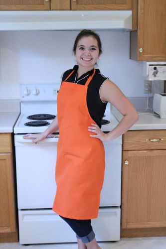 Orange Commercial Kitchen Restaurant Bib Apron, Spun Poly, 100% American Made