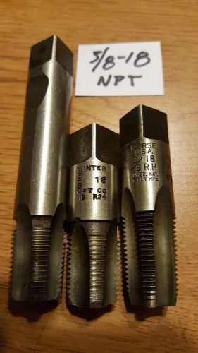 3/8&#034;-18 npt taps (3)- used made in usa for sale