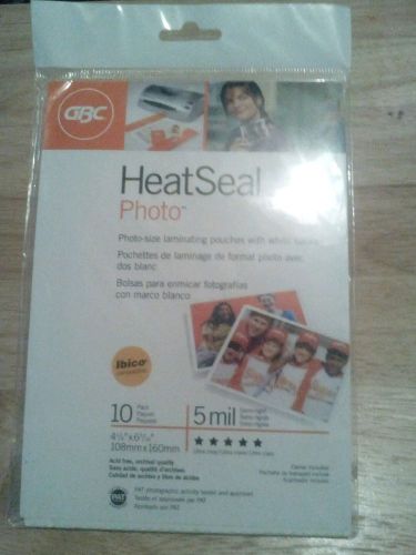 5mil GBC HeatSeal Photo Zise 4 x 6 Laminating Pouches 10pk Ibico Compatible