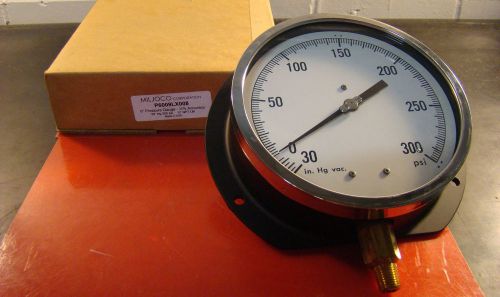 MILJOCO Compound Gauge, 6&#034;, 30 In. Hg Vac- 300 PSI, 1/4&#034; NPT, P6009LX008/HE3/ RL