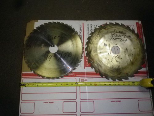 Pair sawblades diehl 14 in 35 tooth rip saw blades flat top mount straight line for sale
