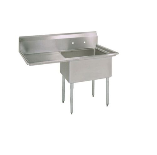 One Compartment Sink Stainless Steel w/ 24&#034; Left Drainboard BBKS-1-1824-14-24L