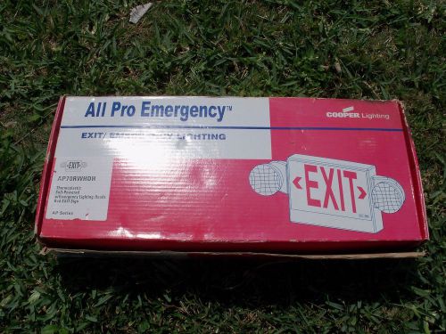 Exit sign, dual head emergency lighting cooper lighting ap70rwhdh for sale