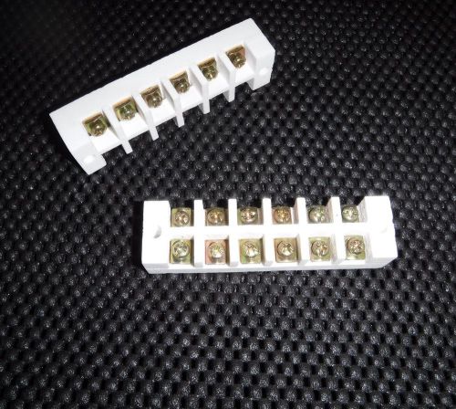 2PC CERAMIC HIGH TEMP 6 POLE 30 AMP TERMINAL BLOCK STRIP CP-06P-30A