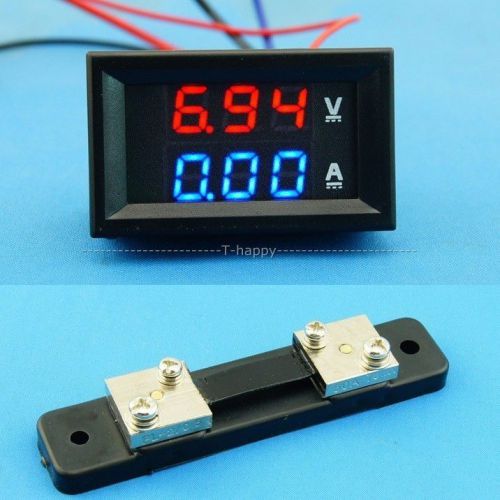 DC 0-300V 50A Voltage Current Meter Digital LED Volt  Ammeter + Shunt 12v 24v VA