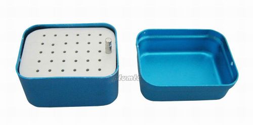 New 30 Hole Dental Bur Holder Stand Autoclave Disinfection Box Blue B001# PT