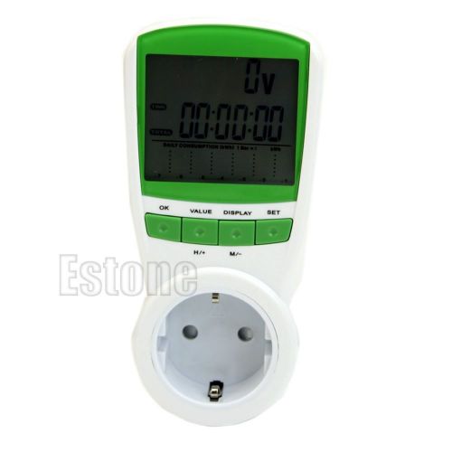 EU Plug Electric Volt Meter Watt Amp Consumption Energy Power Monitor Analyzer