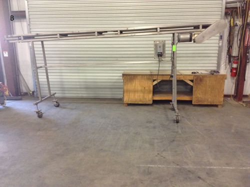 Food grade stainless steel flat belt conveyor 173&#034;x15&#034;x77&#034; 208v 3ph for sale