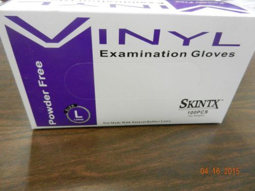 Skintx  Vinyl Exam Glove Large PF New Box of 100 pcs