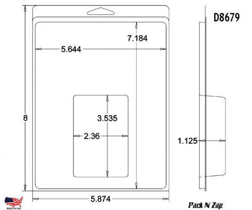 D8679: 200 - 8&#034;H x 6&#034;W x 1.125&#034;D Clamshell Packaging Clear Plastic Blister Pack