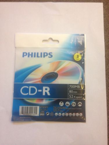 PHILIPS CR7D5NZ03/27 700MB 80-Minute 52x CD-Rs with Foil Wrap, 3 pk