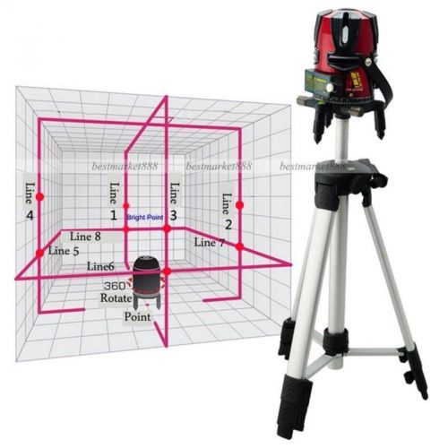 8 line Rotary Laser Beam Self Leveling Interior Exterior horizontal Tripod HOT##