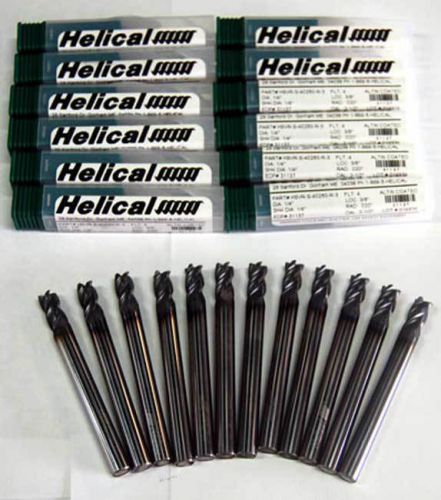 12 pc. helical 1/4&#034; x 3/8&#034; vari. pitch high perf. carbide end mills w/c.r-sst,ti for sale