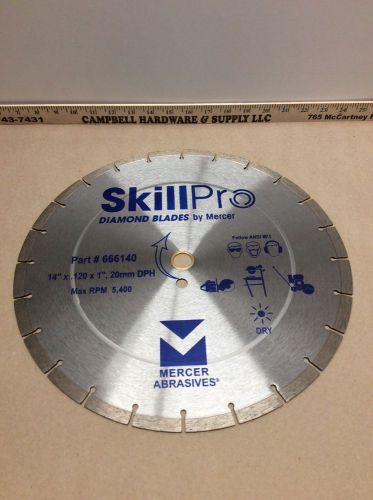 Mercer Abrasives Segmented Diamond Blade SkillPro 14&#034; x .120 x 1&#034;, 20 mm DPH