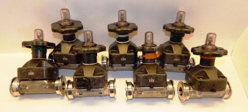 ITT PURE-FLO (TRI-CLOVER) SS SANITARY DIAPHRAGM SINGLE VALVE 1&#034; PAS - LOT OF 7