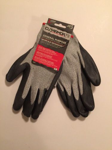 CUT ARMOR GENERAL PURPOSE CUT RESISTANT GLOVES LARGE ANSI LEVEL 3 X3 NEVER SLIP