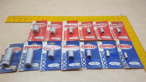 13 pc vintage tru test sockets: 6 metric 6mm-22mm &amp; 7 sae 9/32&#034;-13/16&#034; usa tool for sale