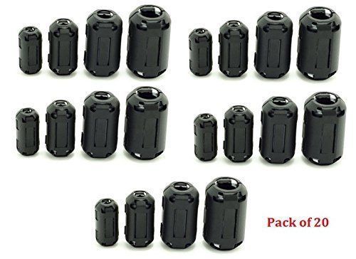 AUCH 20Pcs Clip-on Ferrite Ring Core Black RFI EMI Noise Suppressor Cable Clip