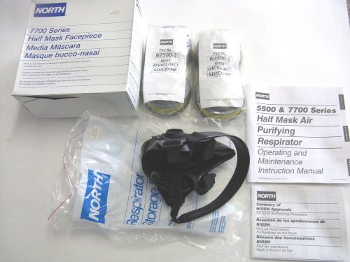 Nib north 7700-30m half face mask respirator w/ (6) 7500-3 cartridges niosh for sale