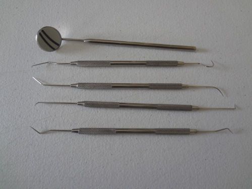 5 pieces Pet Dental Cleaning Tools Scaler Mirror Tweezer Ear Forceps Veterinary