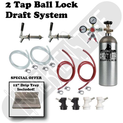 2 tap kegerator draft beer conversion kit +co2 tank regulator drip tray homebrew for sale