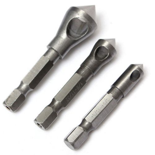 New 3pcs Countersink Deburring Drill Bits Chamferring Drill Tapper Hole Cutter