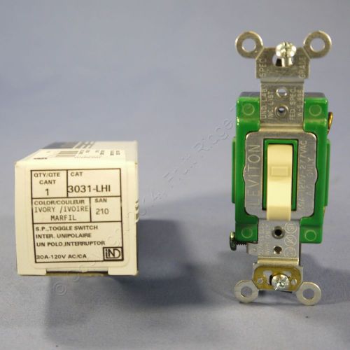 New Leviton Ivory Toggle LIGHTED Wall Switch Illuminated 30A 120V 3031-LHI Boxed