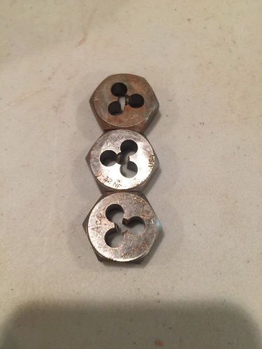 (3) 10-32 NF HANSON HEX DIE HIGH CARBON STEEL 3 PCS