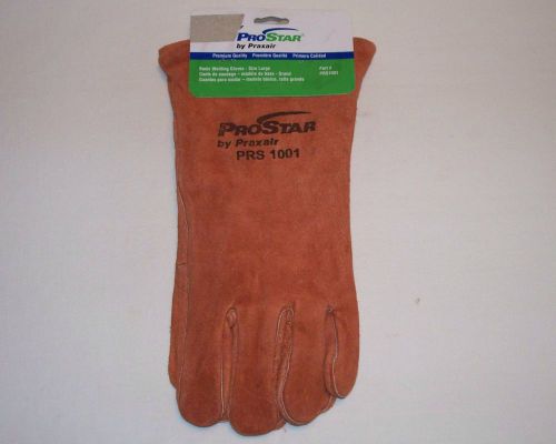 New praxair 14” pro star prs1001 welding gloves split cowhide leather sz l large for sale