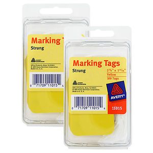 Avery Marking Tags, Strung, Yellow, Pack of 100, 2.75 x 1.68 Inches (11015), 2 P