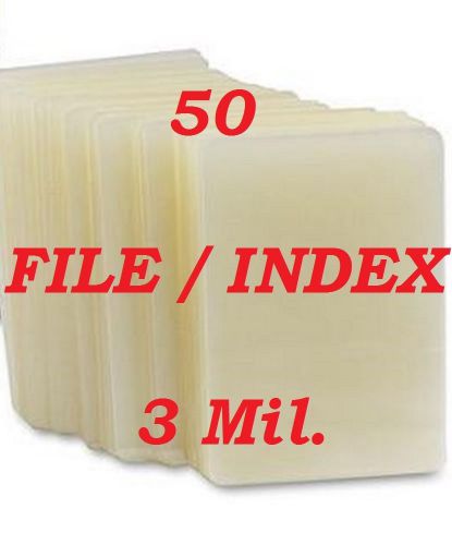 Laminating laminator pouches sheets index card 3-1/2 x 5-1/2  50- pack 3 mil. for sale