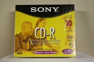 SONY CD-R 10CD80L3 700MB/Mo 1x-48x CD-R 10/PACK 80min NEW