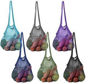 BeeGreen 6 Pack Reusable Grocery Bags Mesh Teal Black Grey Navy Purple Green