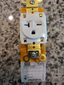 Hubbell HBL5461W Single Receptacle  20 Amp 250V 6-20R White