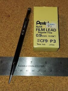 Pentel CF9-P3 Film Lead 12 Refills NOS Japan with Autopoint .9 mechanical pencil