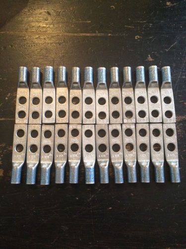 BURNDY YA6CL2TC14E #6 Awg Lug 2hole Std Brl 1/4&#034;Bolt 1/2&#034;Space W/Peep Lot Of 24!