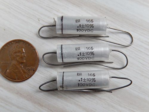 3 General Instruments .1uf 100VDC +/-10% Polyester Film Capacitors NOS