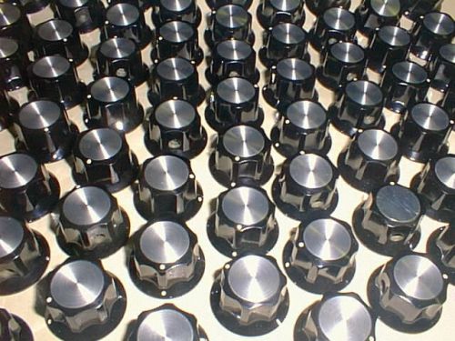 Lot of 10 pcs  black instrument knobs 1/4&#034; spun aluminum  insert for sale
