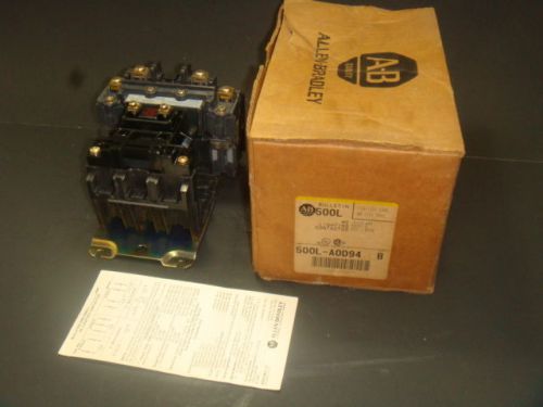 NEW ALLEN BRADLEY AC LIGHTING CONTACTOR 500L-A0D94, 500L-AOD94, NEW IN BOX