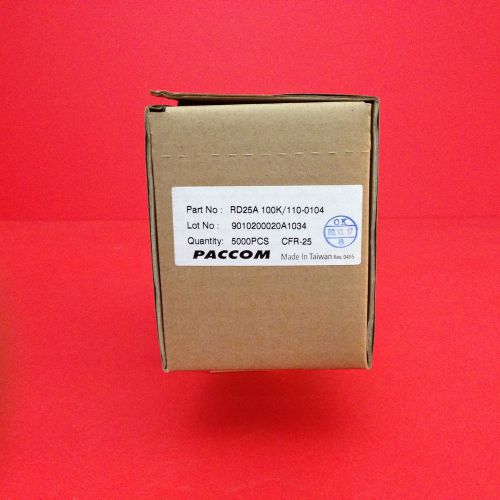 100Kohm 1/4W  5% Paccom Carbon Film Resistors 5,000 Pieces