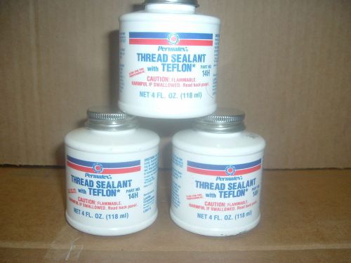 PERMATEX 80632 14H 3 Bottles Thread Sealant White 4 oz. With Teflon Brush Can