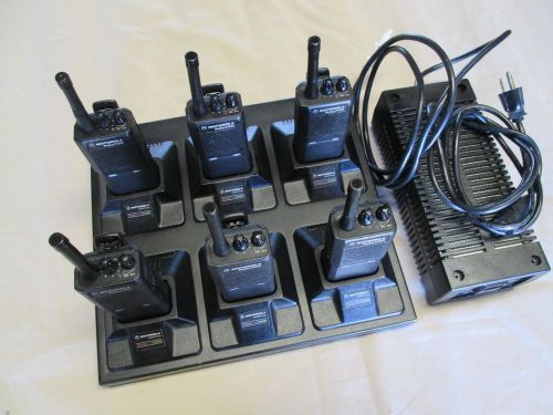 SIX MOTOROLA RADIUS P1225 UHF BUSINESS NARROW BAND WITH GANG CHARGER